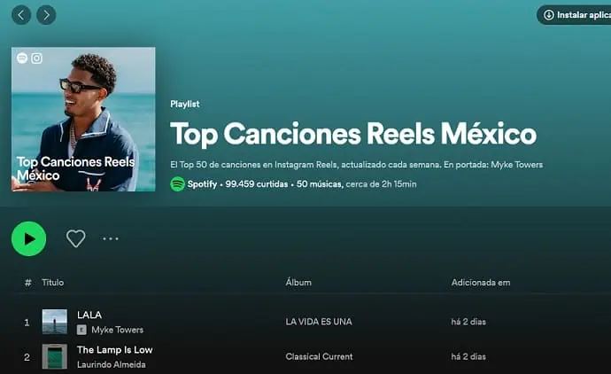 Spotify lança Reels Chart, playlist com as 50 músicas mais populares do  Instagram 