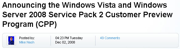 Microsoft solta informações oficiais sobre SP2 do Vista