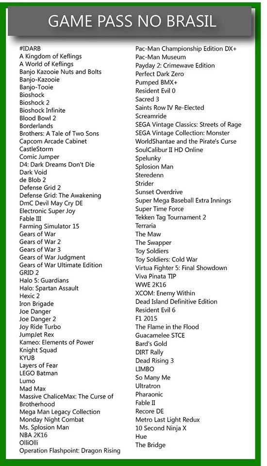 Xbox Game Pass - Lista de jogos Xbox One, 360 e Xbox Live disponíveis no  serviço