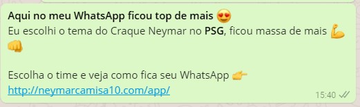 Golpe do WhatsApp que promete personalizar o plano de fundo do app com a imagem do Neymar já afetou mais 10 mil pessoas