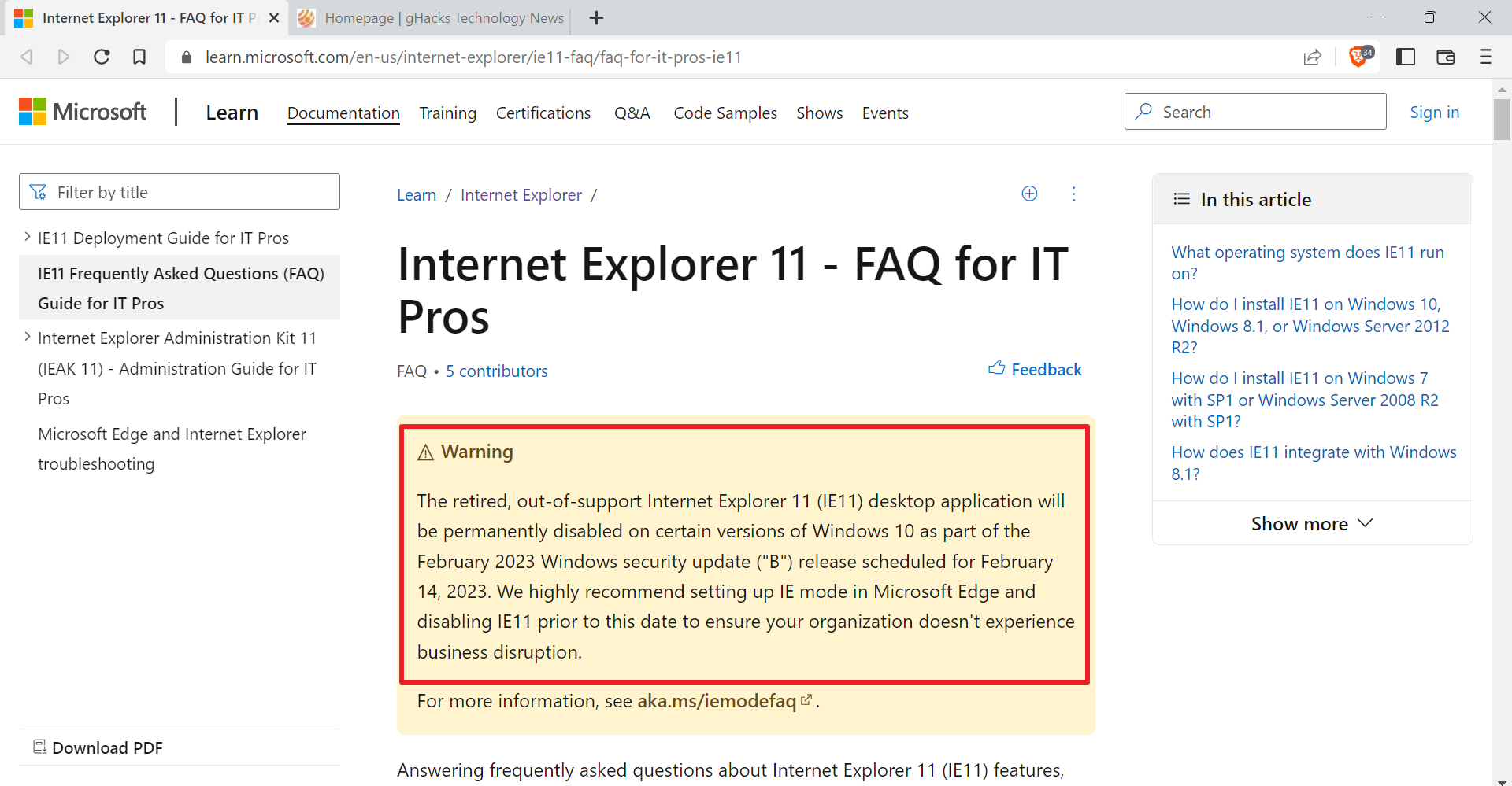 Microsoft desativará completamente o Explorer em fevereiro de