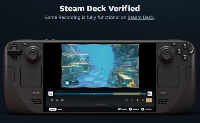 Gravador de jogos da Valve também funciona no Steam Deck