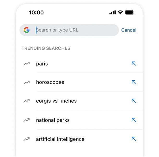 The arrival of trending searches for iOS