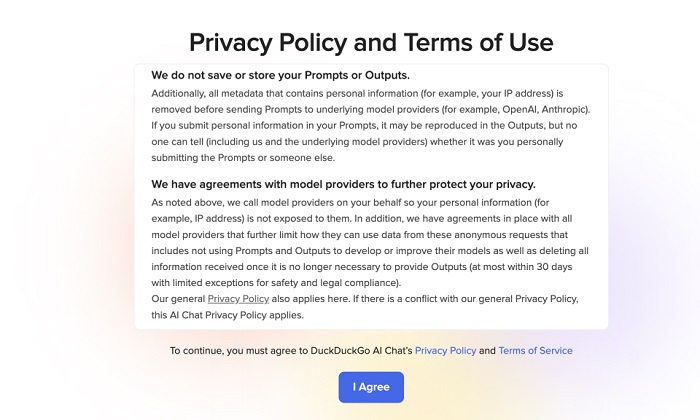 DuckDuckGo AI Chat Privacy Policies