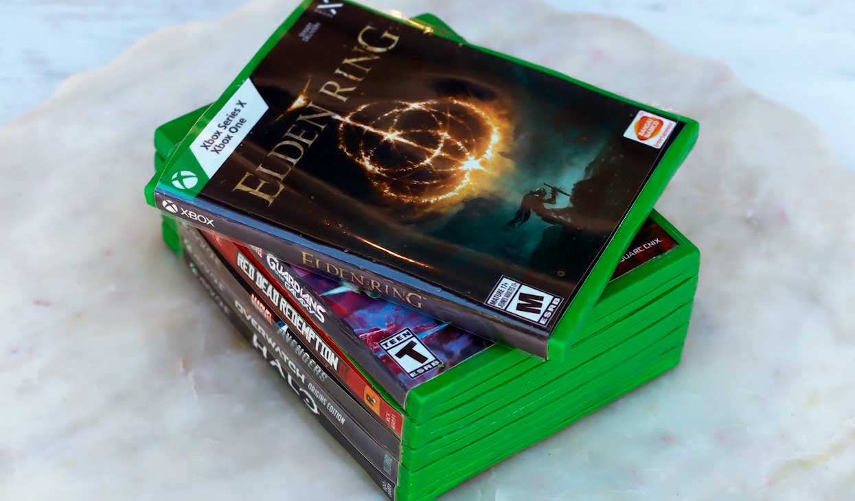 Esta pilha de jogos do Xbox na verdade é um bolo
